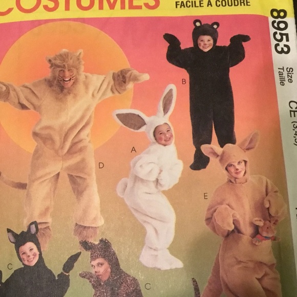 McCalls Costumes 8953-size 3-4-5. Six fun animals to sew - Picture 3 of 7